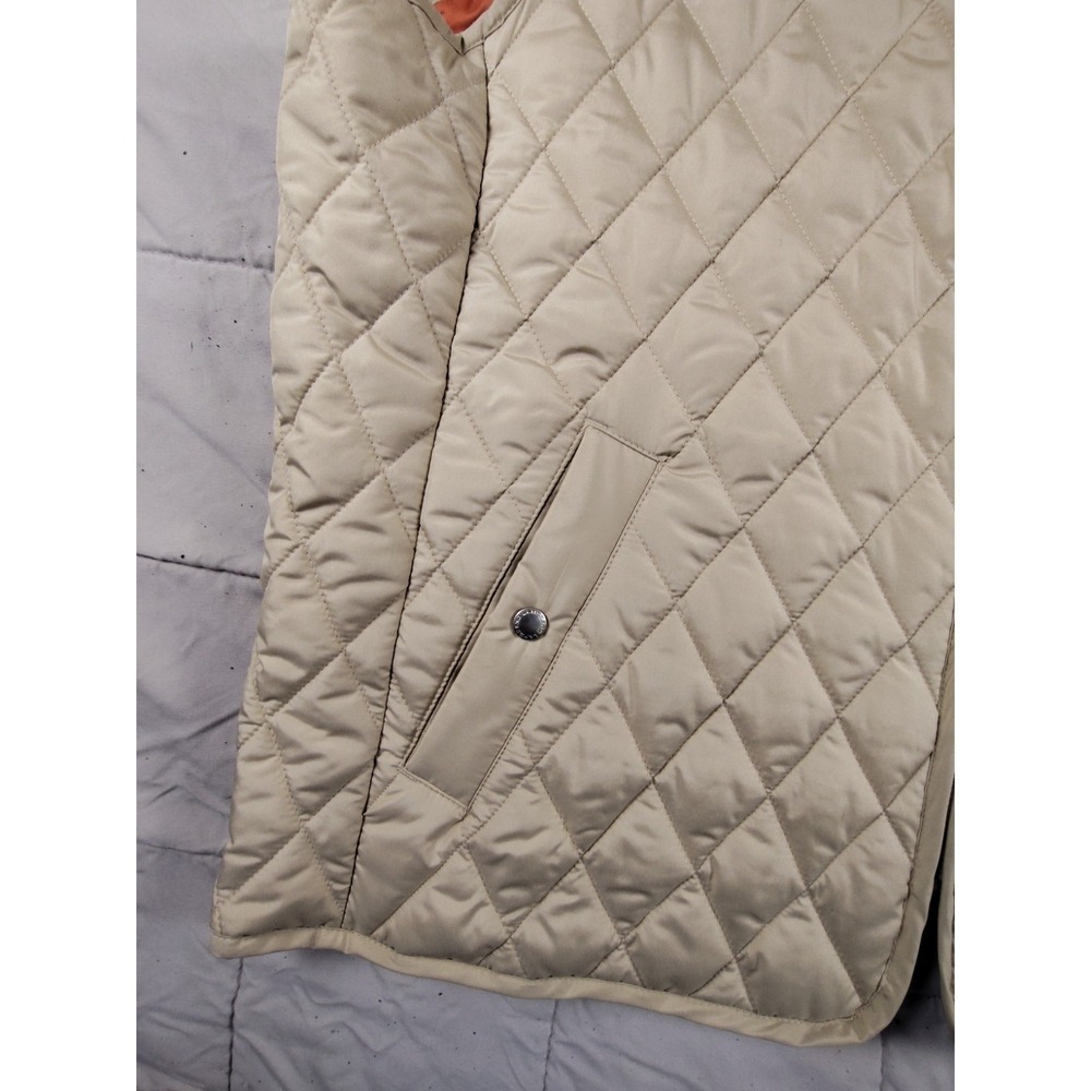 Lands End Women XL Tan Puffer Vest Lightweight Quilted Nylon Zip Gilet Jacket - Picture 6 of 12
